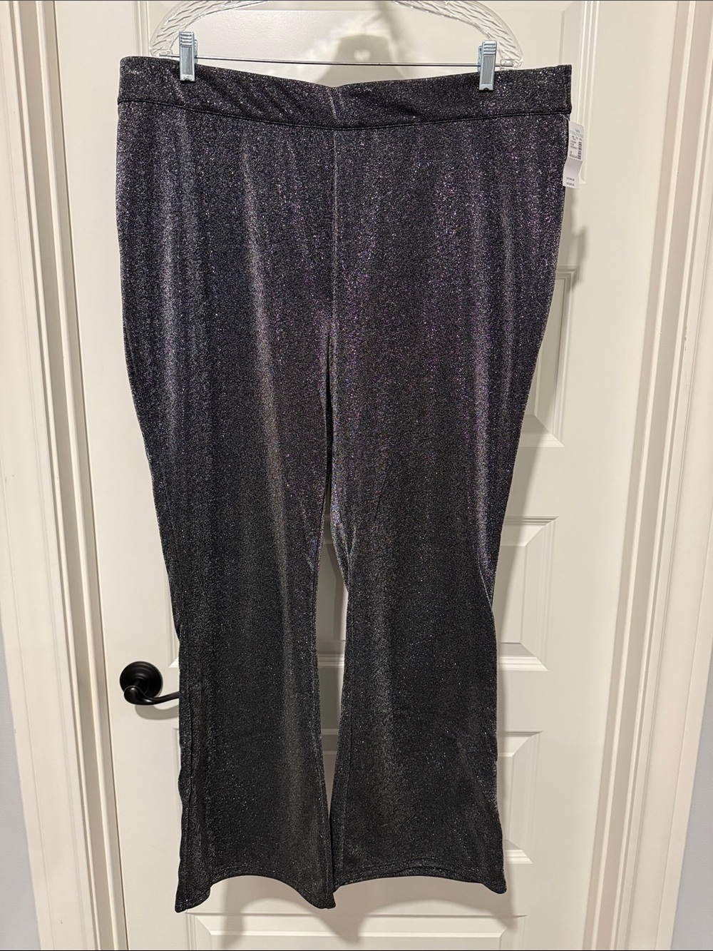 Glittery Black Wide-Leg Pants